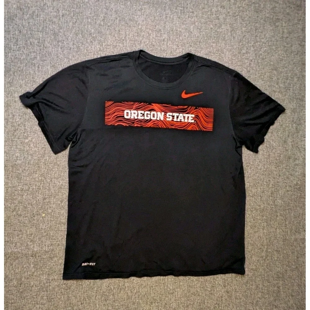 Nike Oregon State University Beavers Logo Dri-Fit Short Sleeve Shirt Mens Large